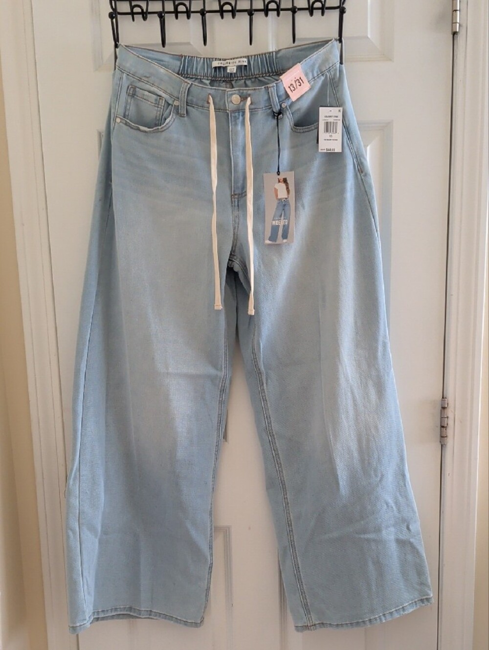 Celebrity Pink Light Blue Relaxed Wide-Leg Jeans with Drawstring